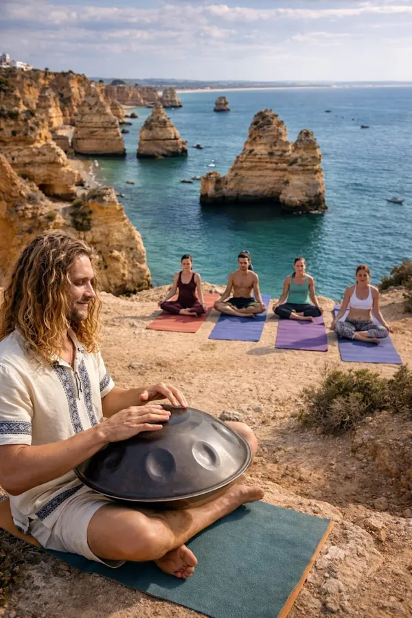 Lagos: Ocean Calm – Yoga na praia e viagem sonora com handpan