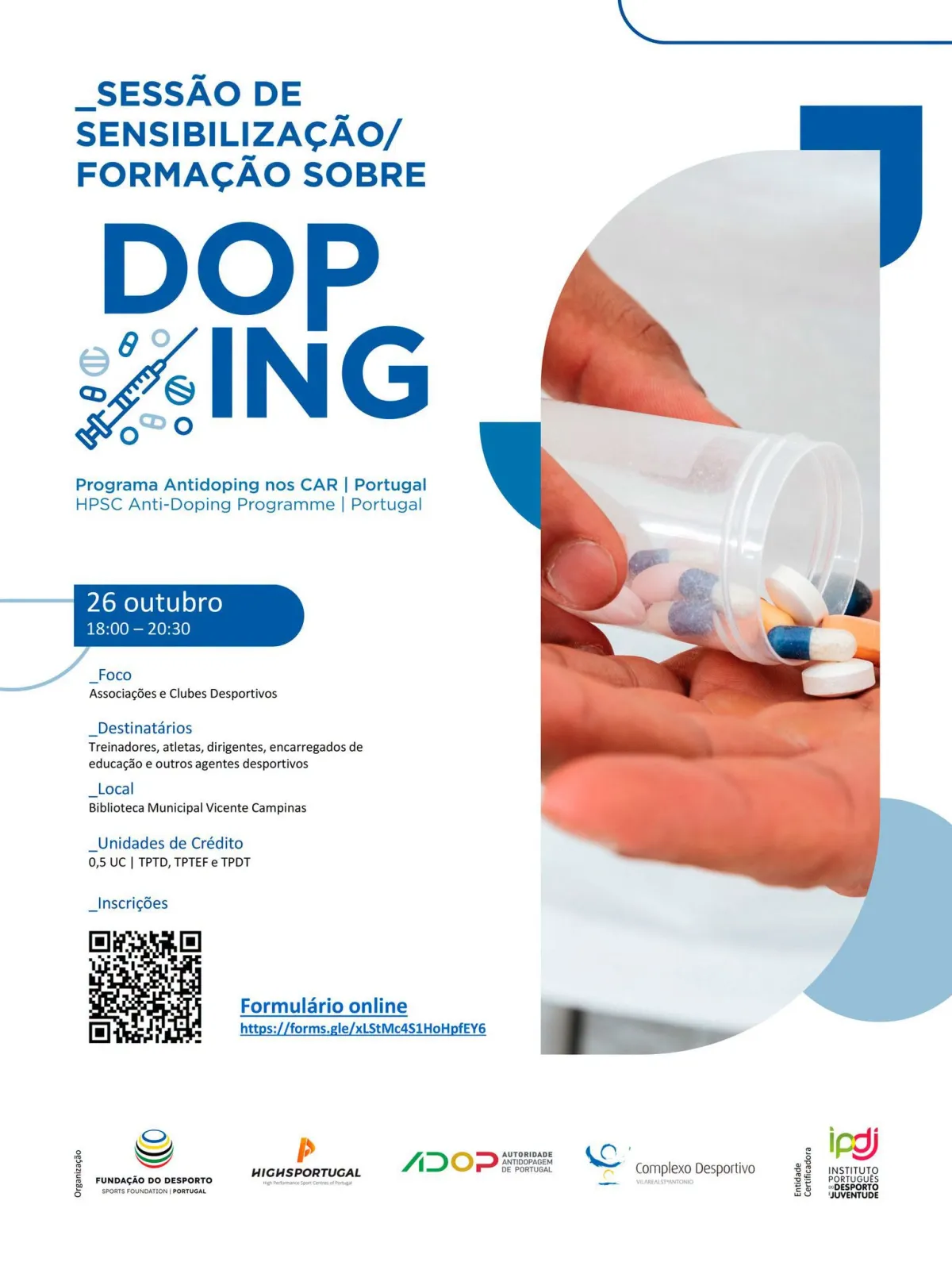 Sessão de sensibilização sobre doping no desporto